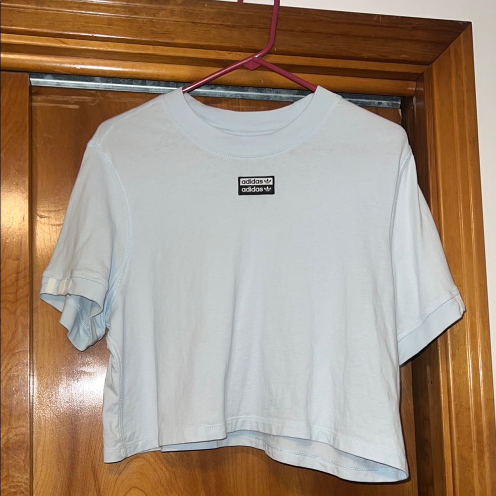 Adidas Light Blue Cropped T-Shirt